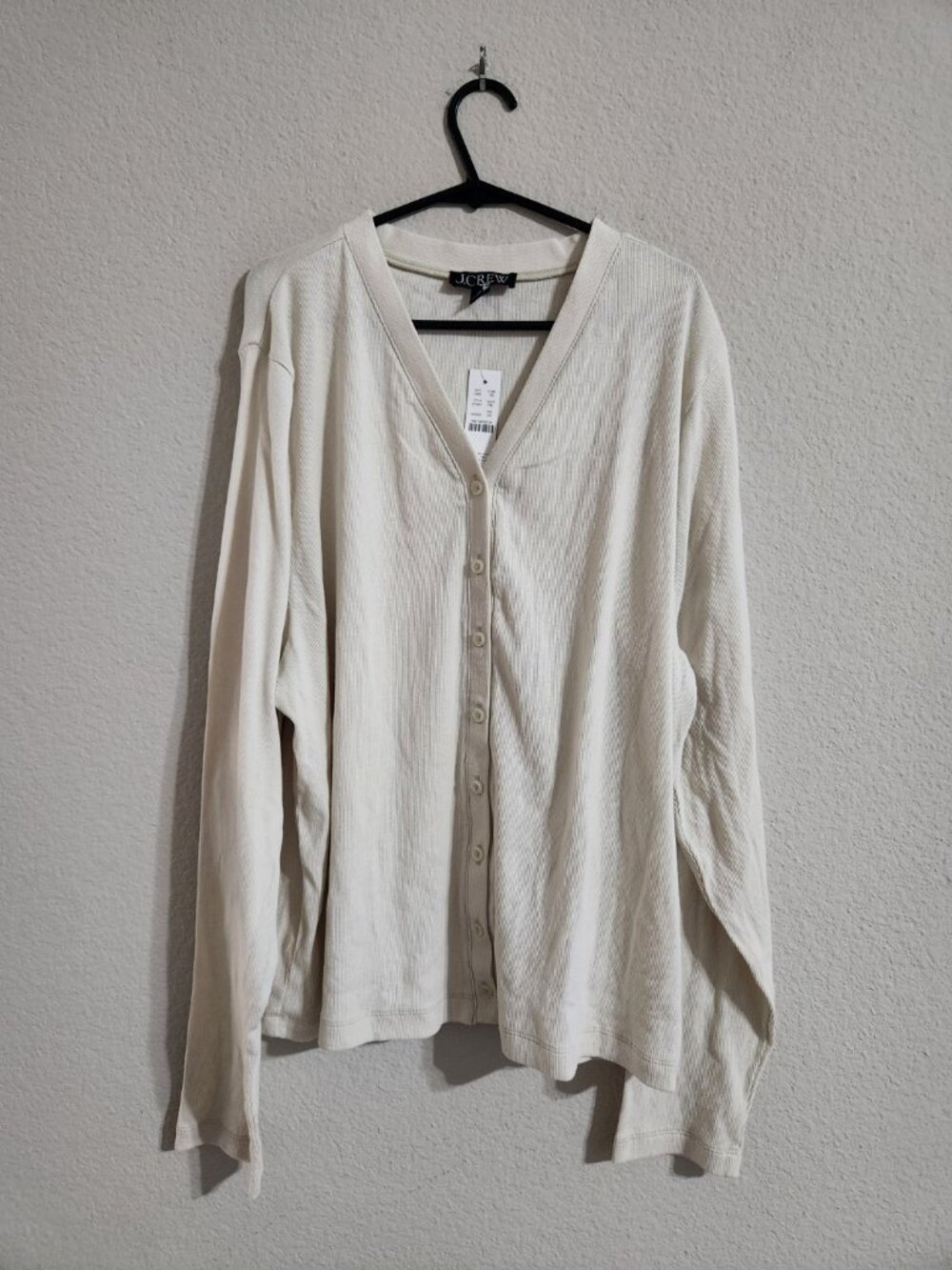 J. Crew NWT Lightweight Rib High V-Neck Cardigan Top Off-white size 3X